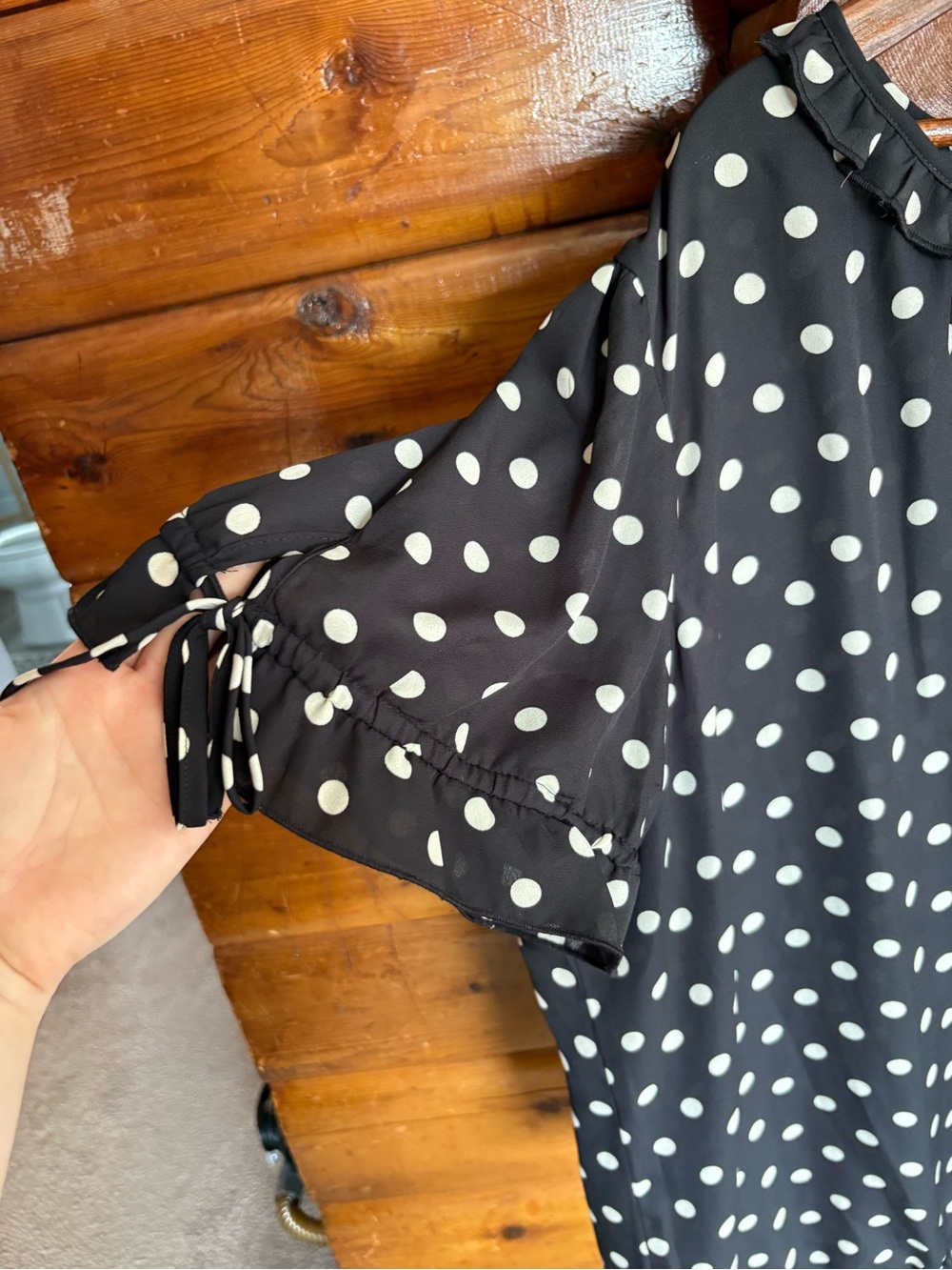 2/$35 Blousology Black & White Polka Dot Peasant Blouse Plus Size 3X